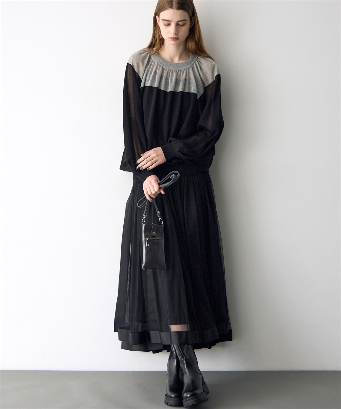 ATSURO TAYAMA メッシュギャザースカート_sub_9