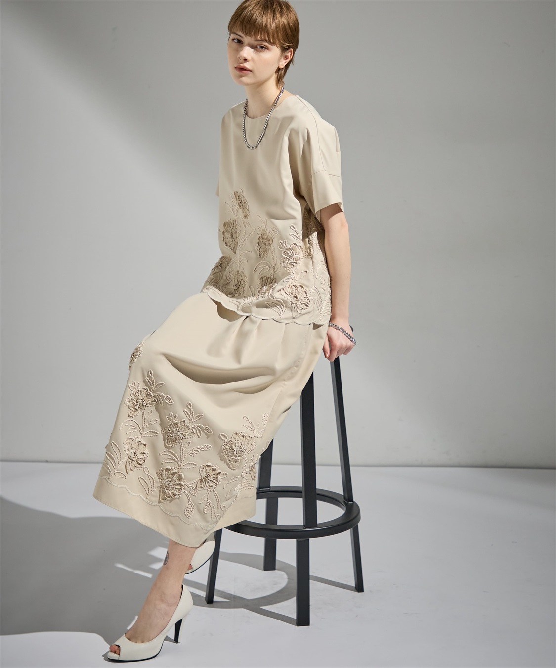 ATSURO TAYAMA テープ刺繍入りロング丈スカート_sub_5