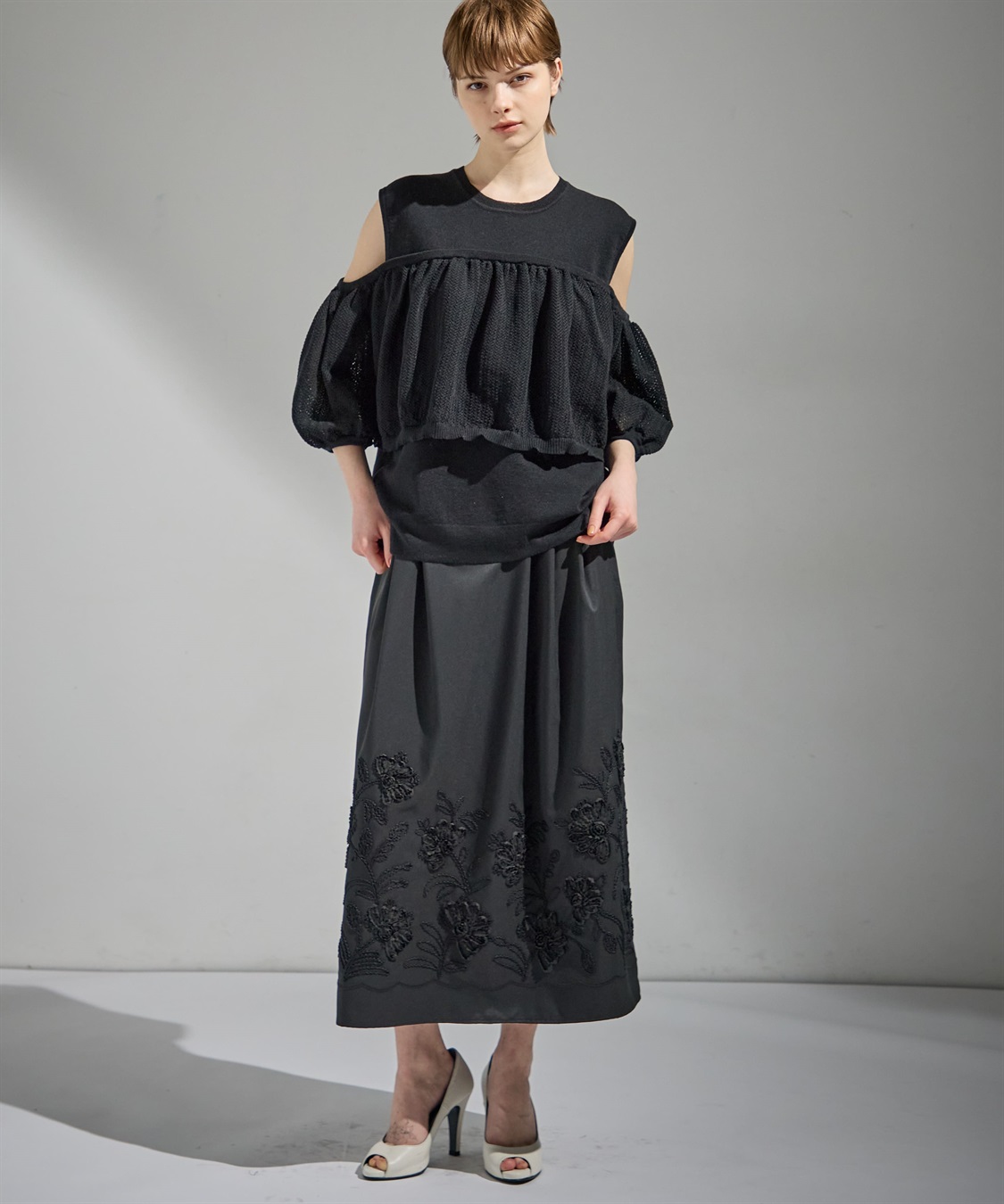 ATSURO TAYAMA テープ刺繍入りロング丈スカート_sub_12