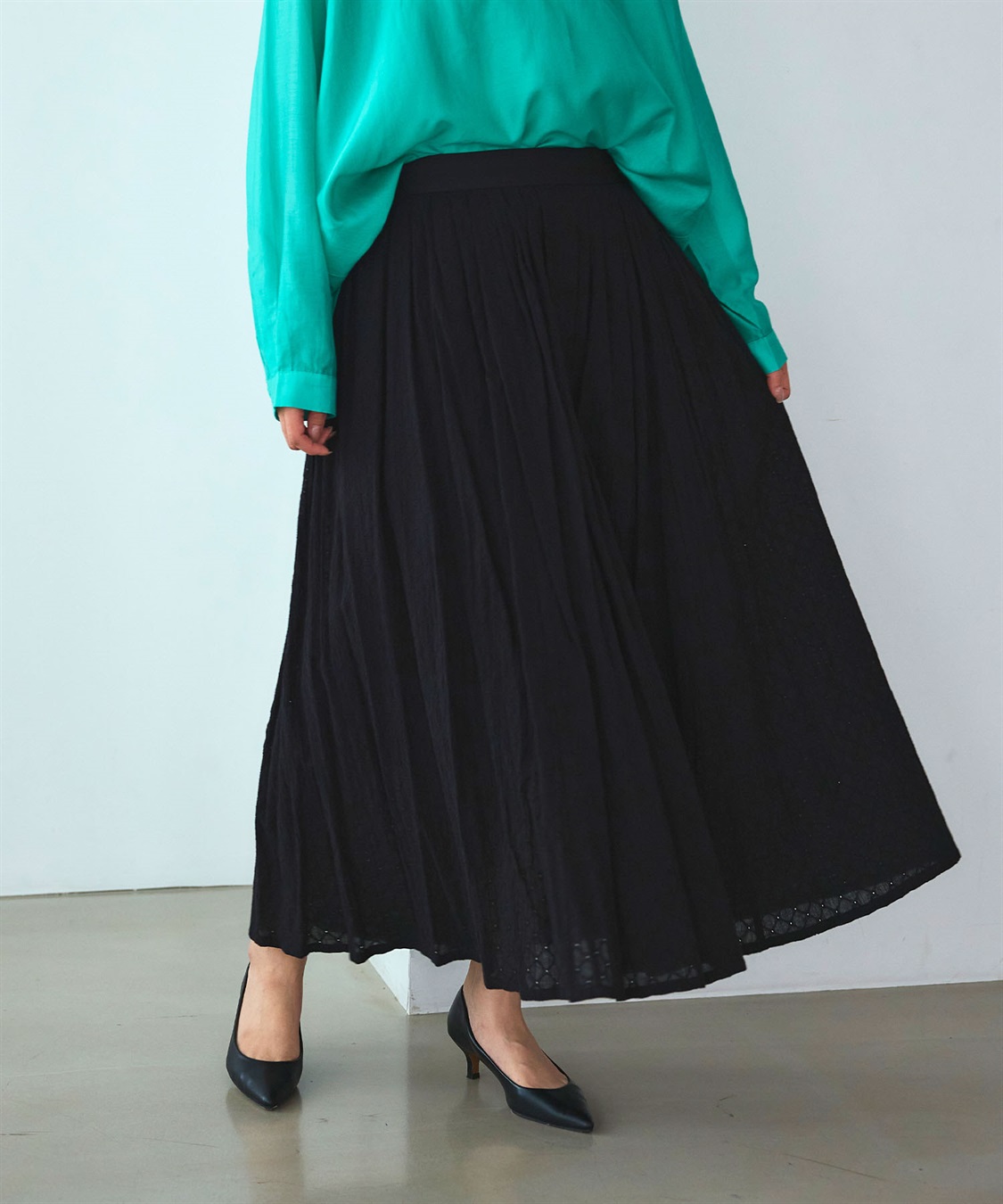 ATSURO TAYAMA コットン刺繍ロング丈フレアスカート_sub_20