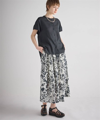ATSURO TAYAMA モノトーンストライプ×フラワードレープスカート_subthumb_6