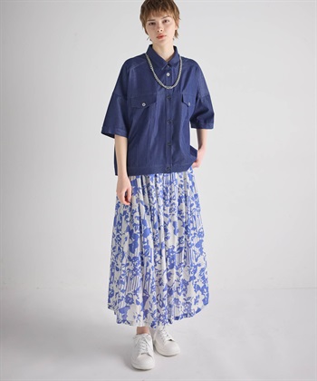 ATSURO TAYAMA モノトーンストライプ×フラワードレープスカート_subthumb_15