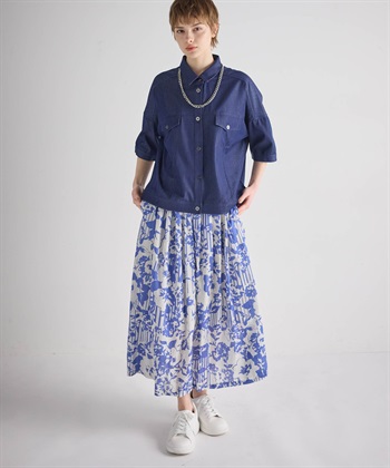 ATSURO TAYAMA モノトーンストライプ×フラワードレープスカート_subthumb_16