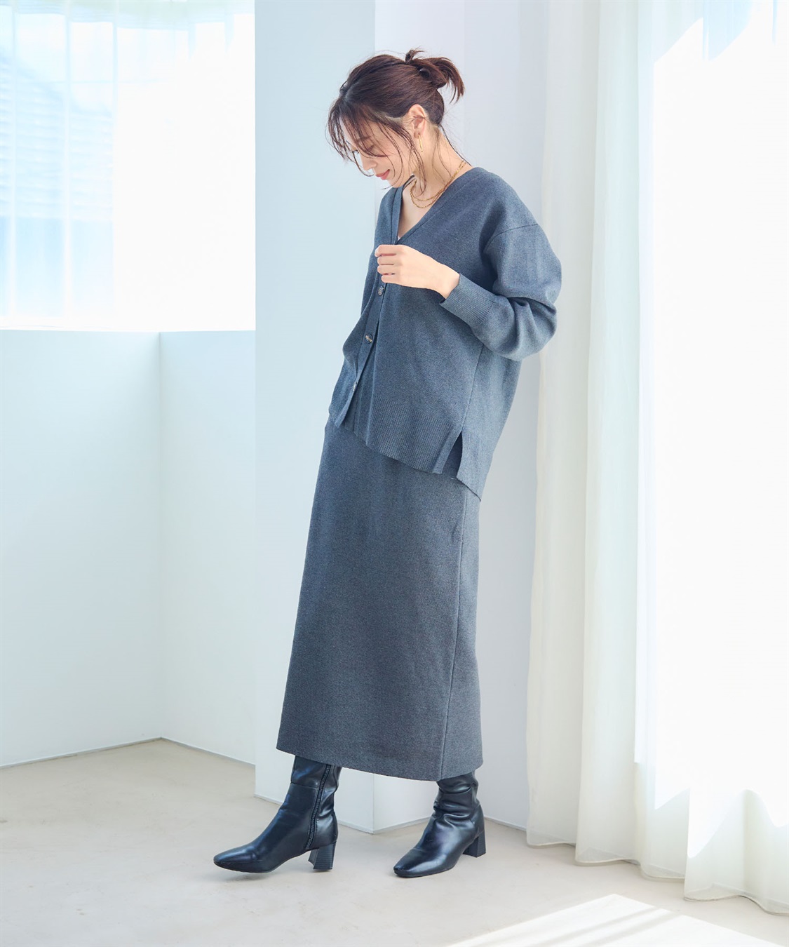 CROSS FUNCTION 《洗える》ダブルジャガードマシュマロニットカーディガン●セットアップ可能●【CF/クロスファンクション】_sub_25