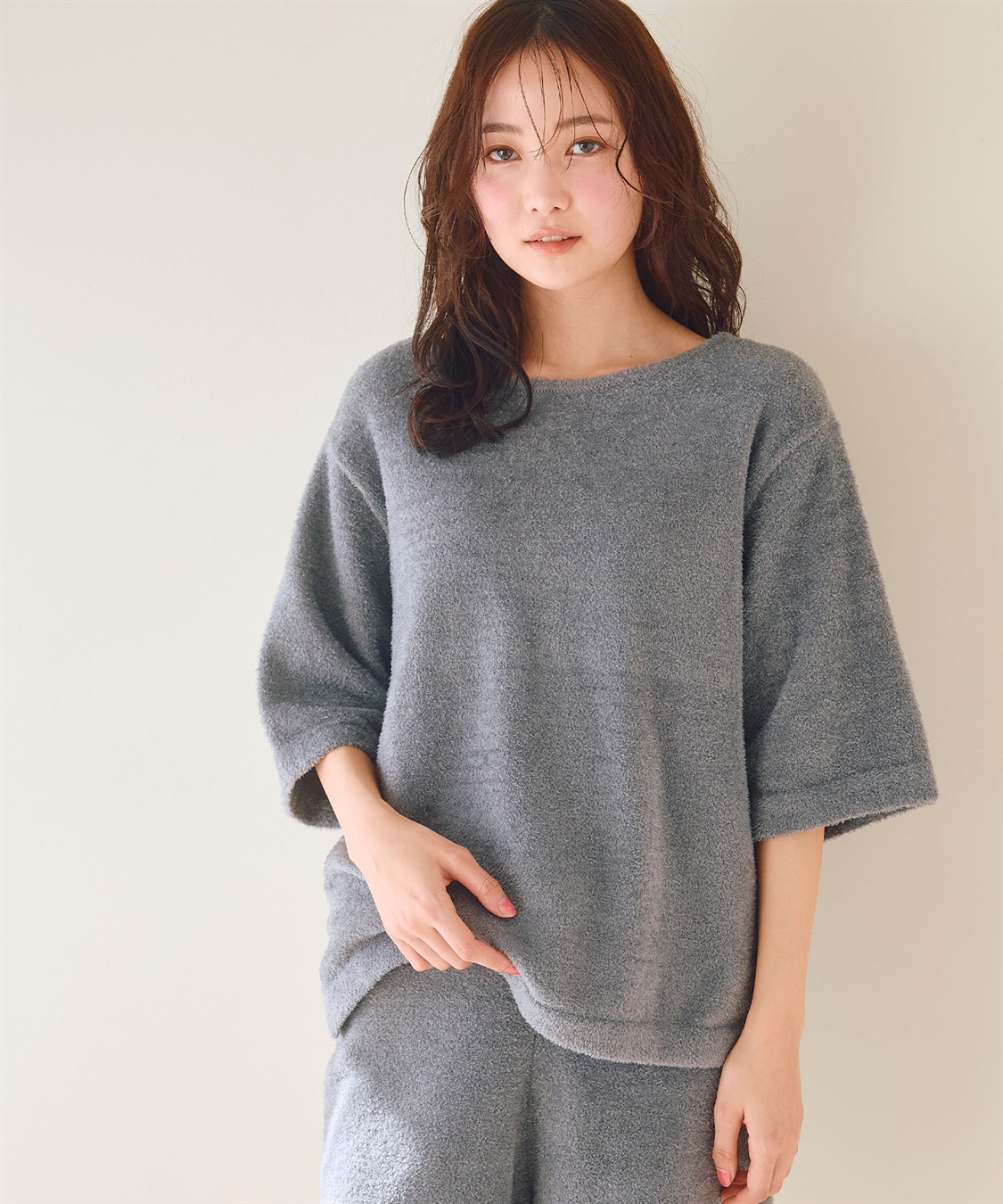 LAFUKU 【LAFUKU/ラフク】もこふわマシュマロ5分袖ルームウェアトップス《セットアップ対応/上下別売り》_sub_1