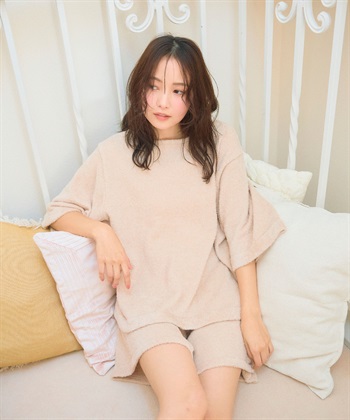 LAFUKU 【LAFUKU/ラフク】もこふわマシュマロ5分袖ルームウェアトップス《セットアップ対応/上下別売り》_subthumb_2