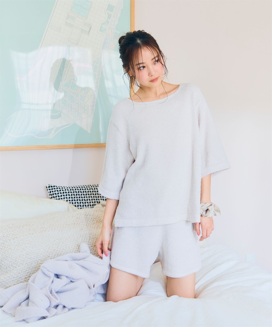 LAFUKU 【LAFUKU/ラフク】もこふわマシュマロ5分袖ルームウェアトップス《セットアップ対応/上下別売り》_sub_3