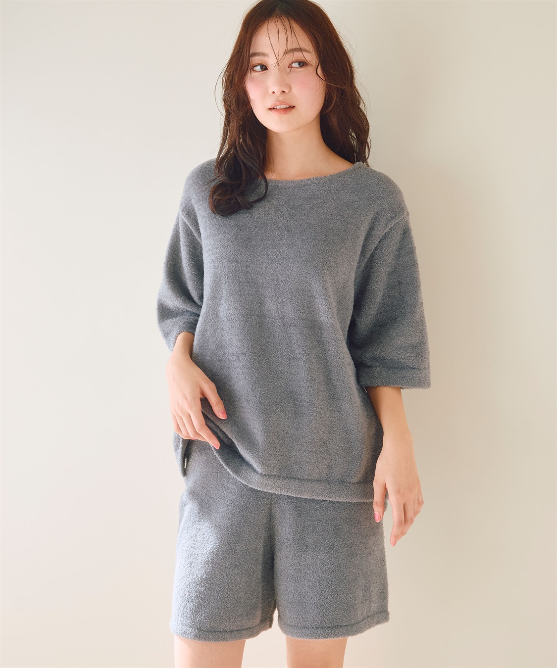 LAFUKU 【LAFUKU/ラフク】もこふわマシュマロ5分袖ルームウェアトップス《セットアップ対応/上下別売り》_sub_4