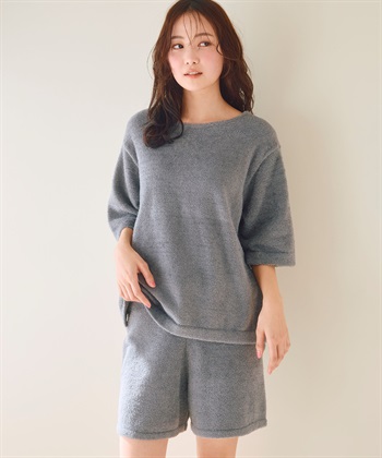 LAFUKU 【LAFUKU/ラフク】もこふわマシュマロ5分袖ルームウェアトップス《セットアップ対応/上下別売り》_subthumb_4