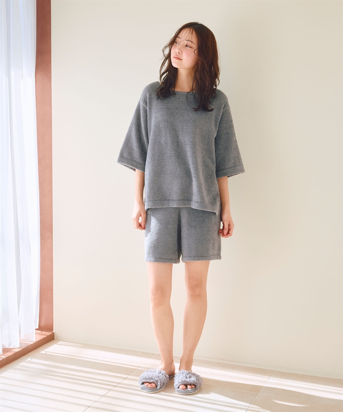 LAFUKU 【LAFUKU/ラフク】もこふわマシュマロ5分袖ルームウェアトップス《セットアップ対応/上下別売り》_sub_5