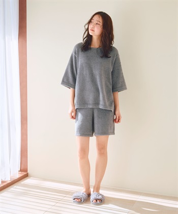 LAFUKU 【LAFUKU/ラフク】もこふわマシュマロ5分袖ルームウェアトップス《セットアップ対応/上下別売り》_subthumb_5