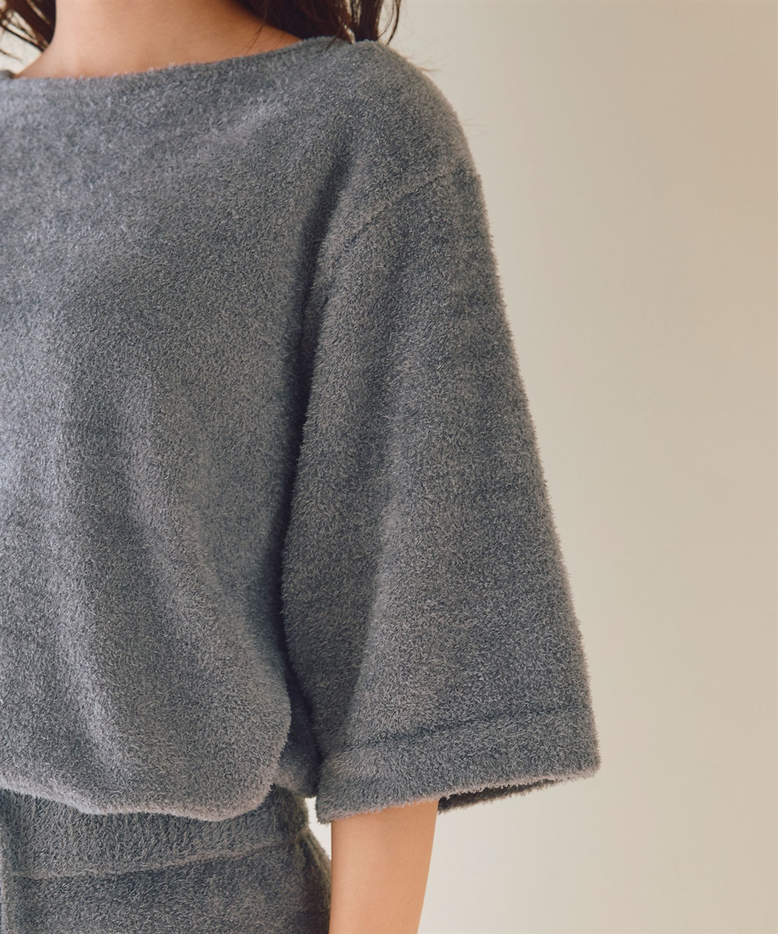 LAFUKU 【LAFUKU/ラフク】もこふわマシュマロ5分袖ルームウェアトップス《セットアップ対応/上下別売り》_sub_8