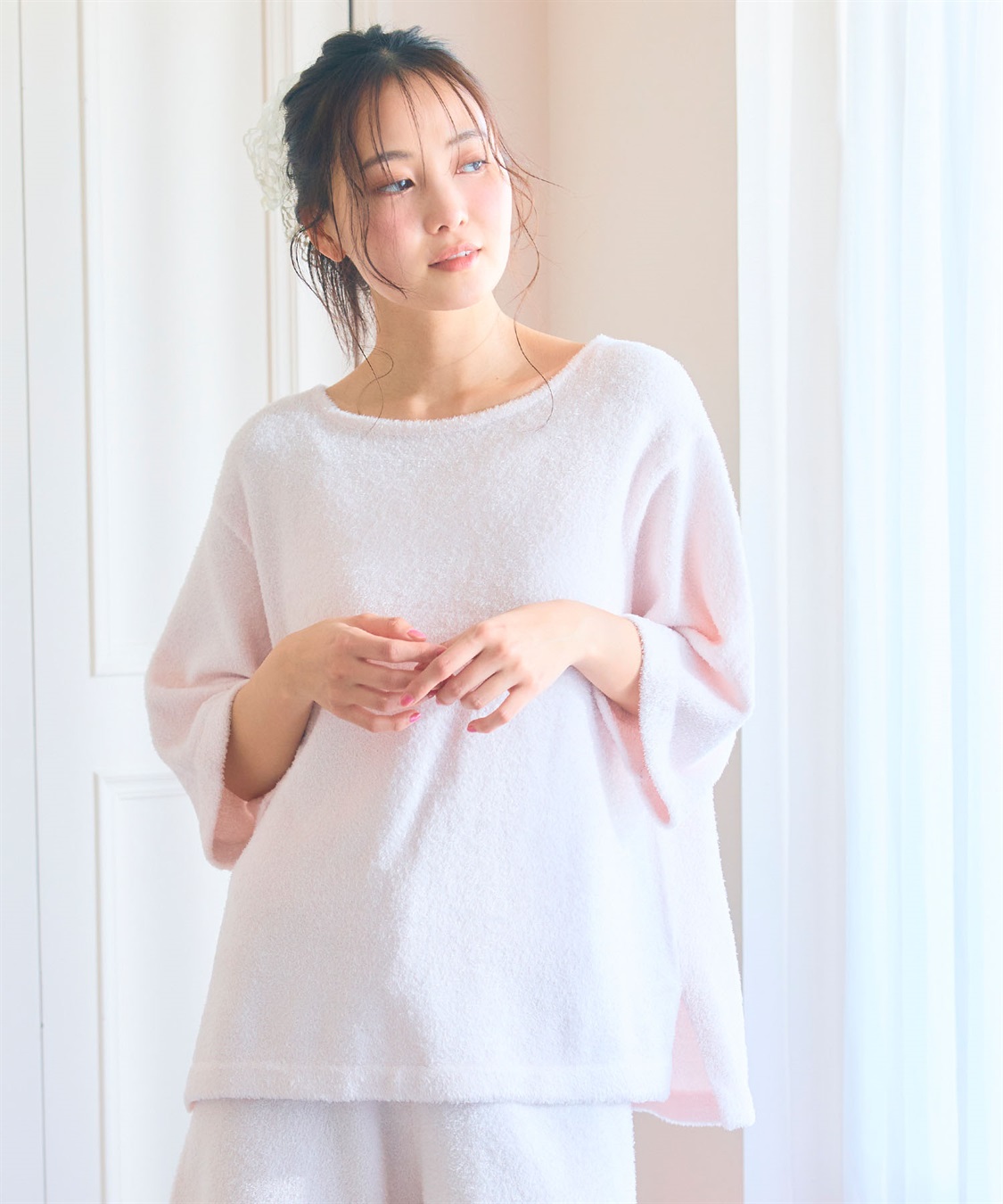 LAFUKU 【LAFUKU/ラフク】もこふわマシュマロ5分袖ルームウェアトップス《セットアップ対応/上下別売り》_sub_15