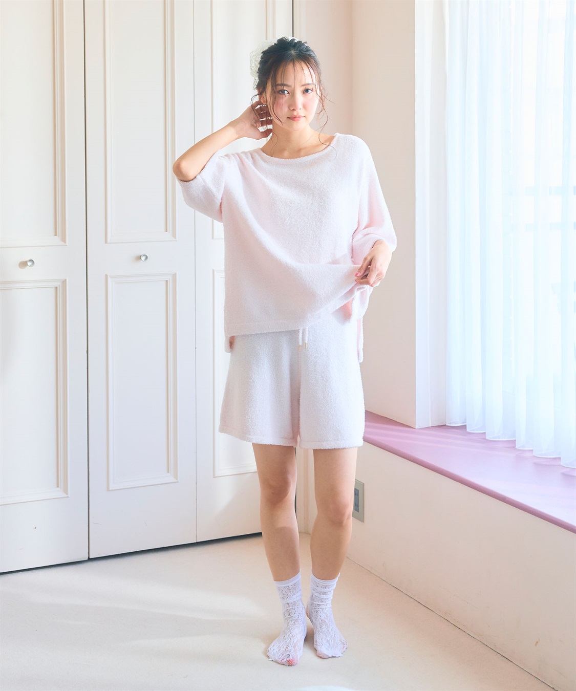 LAFUKU 【LAFUKU/ラフク】もこふわマシュマロ5分袖ルームウェアトップス《セットアップ対応/上下別売り》_sub_16