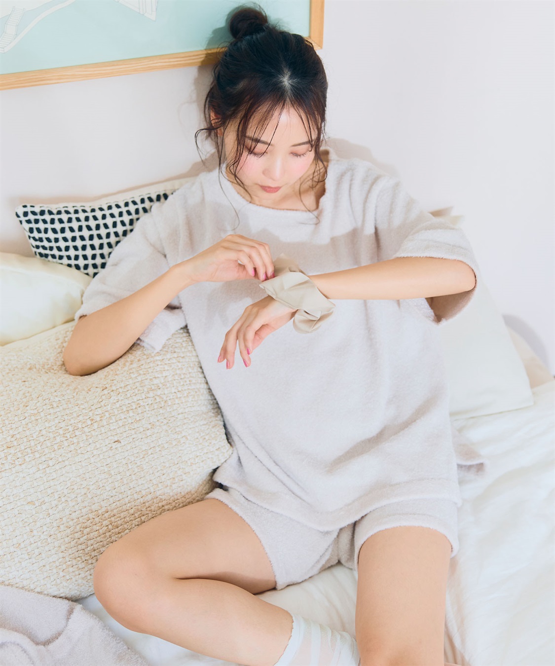 LAFUKU 【LAFUKU/ラフク】もこふわマシュマロ5分袖ルームウェアトップス《セットアップ対応/上下別売り》_sub_24