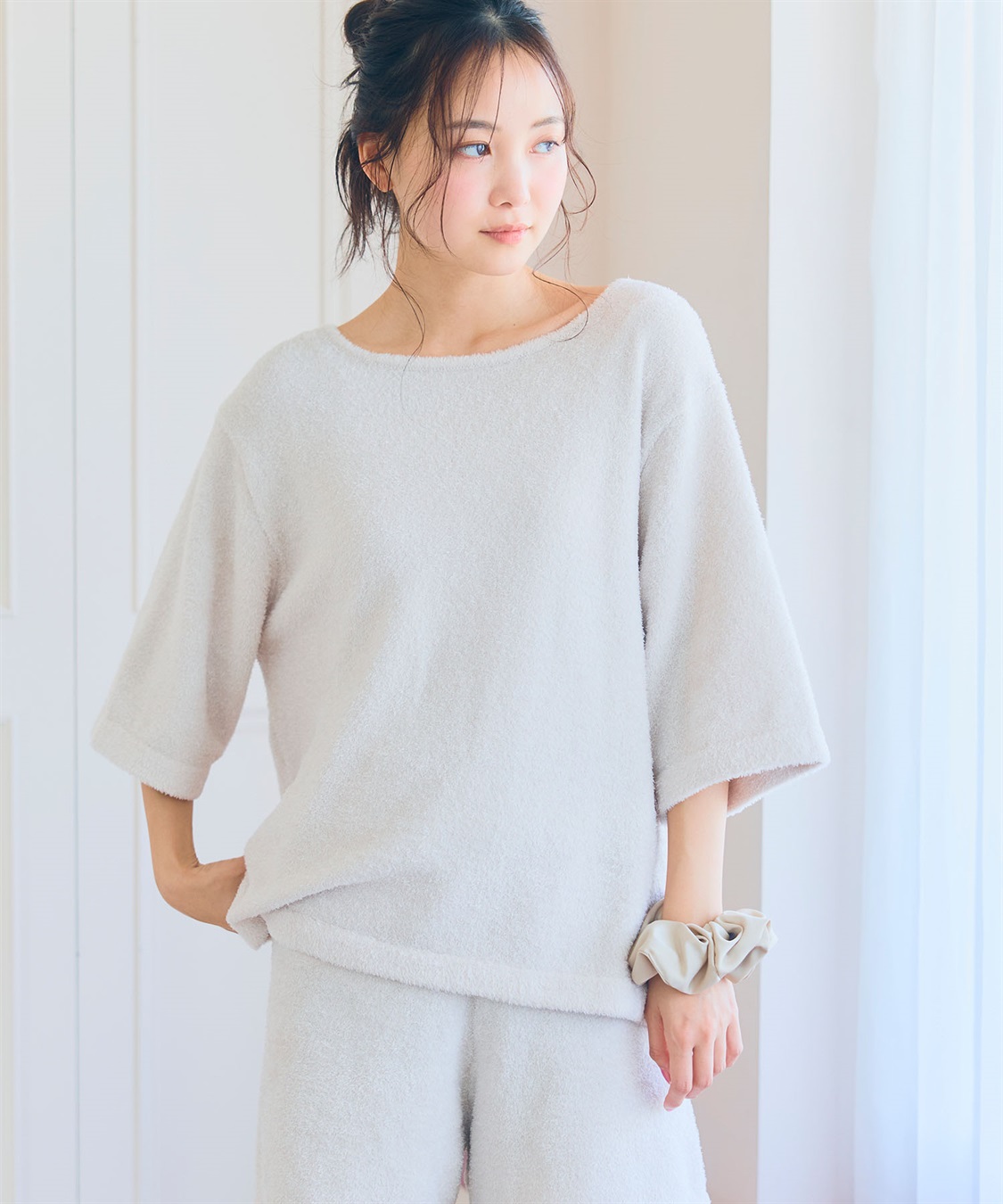 LAFUKU 【LAFUKU/ラフク】もこふわマシュマロ5分袖ルームウェアトップス《セットアップ対応/上下別売り》_sub_25