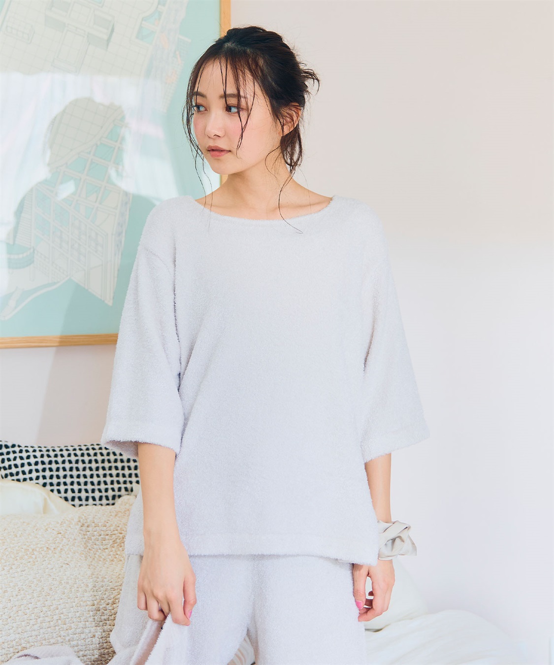 LAFUKU 【LAFUKU/ラフク】もこふわマシュマロ5分袖ルームウェアトップス《セットアップ対応/上下別売り》_sub_26