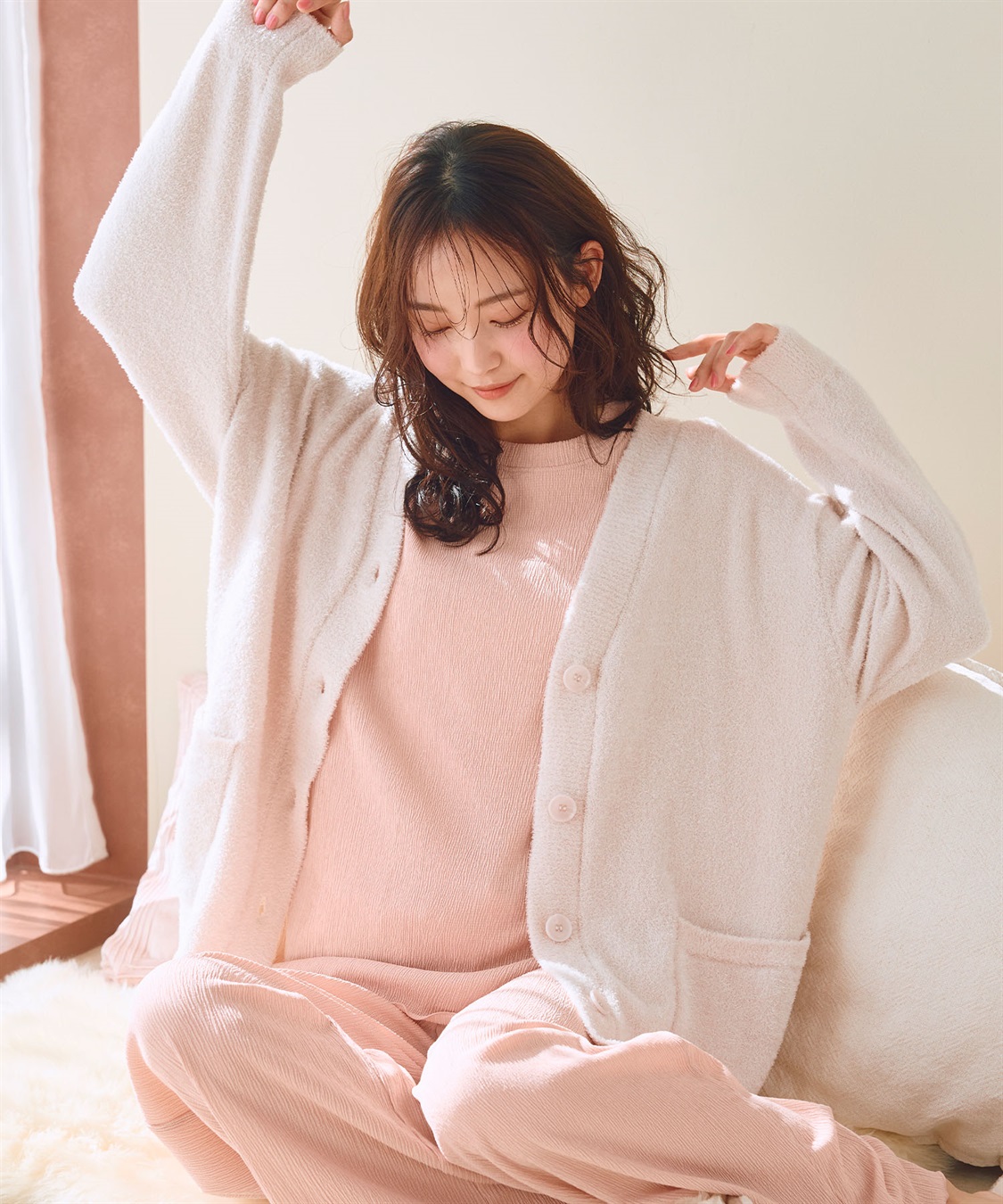 LAFUKU 【LAFUKU/ラフク】もこふわマシュマロルームウェアVネックカーディガン《セットアップ対応/上下別売り》_sub_5