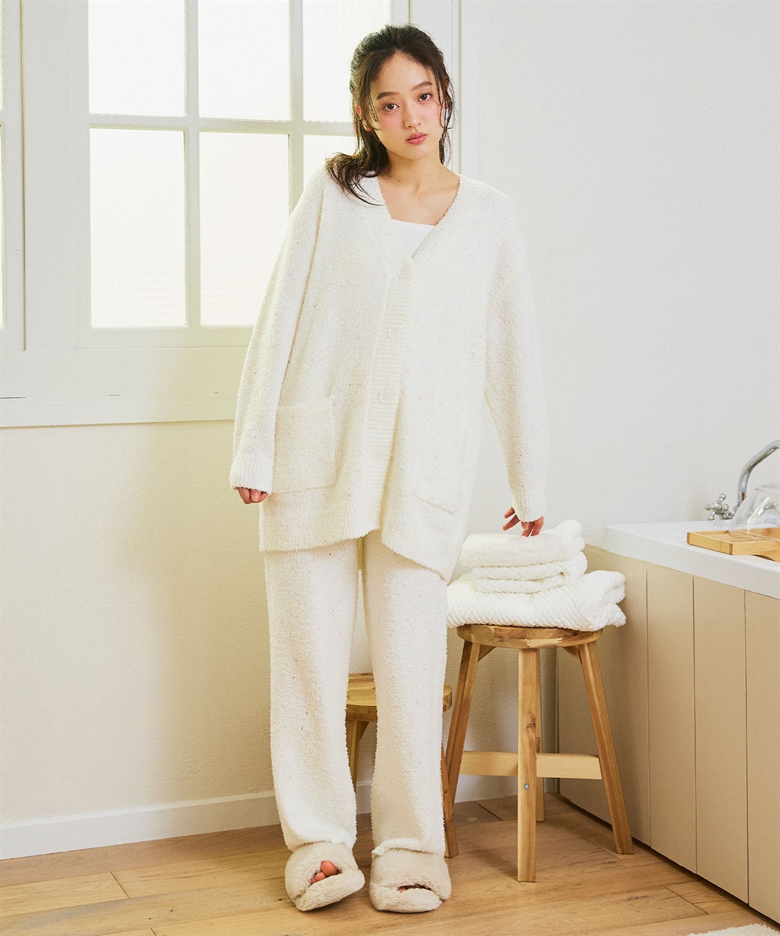 LAFUKU 【LAFUKU/ラフク】マシュマロニットもちふわネップニットロングパンツ/ルームウェア（上下別売り）_sub_12