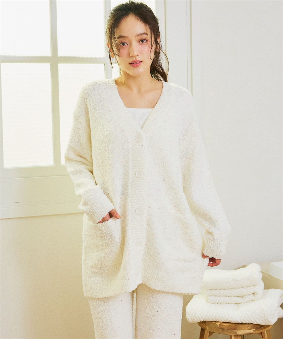 LAFUKU 【LAFUKU/ラフク】マシュマロニットもちふわネップニットＶネックカーディガン/ルームウェア（上下別売り）_sub_8