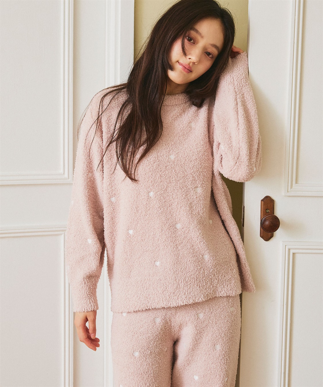 LAFUKU 【LAFUKU/ラフク】もちふわマシュマロニットハートドット刺繍トップス/ルームウェア（上下別売り）_sub_9