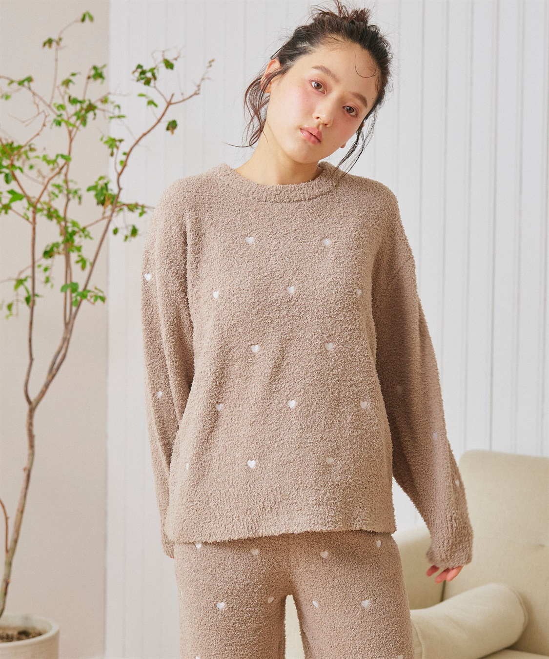 LAFUKU 【LAFUKU/ラフク】もちふわマシュマロニットハートドット刺繍トップス/ルームウェア（上下別売り）_sub_12