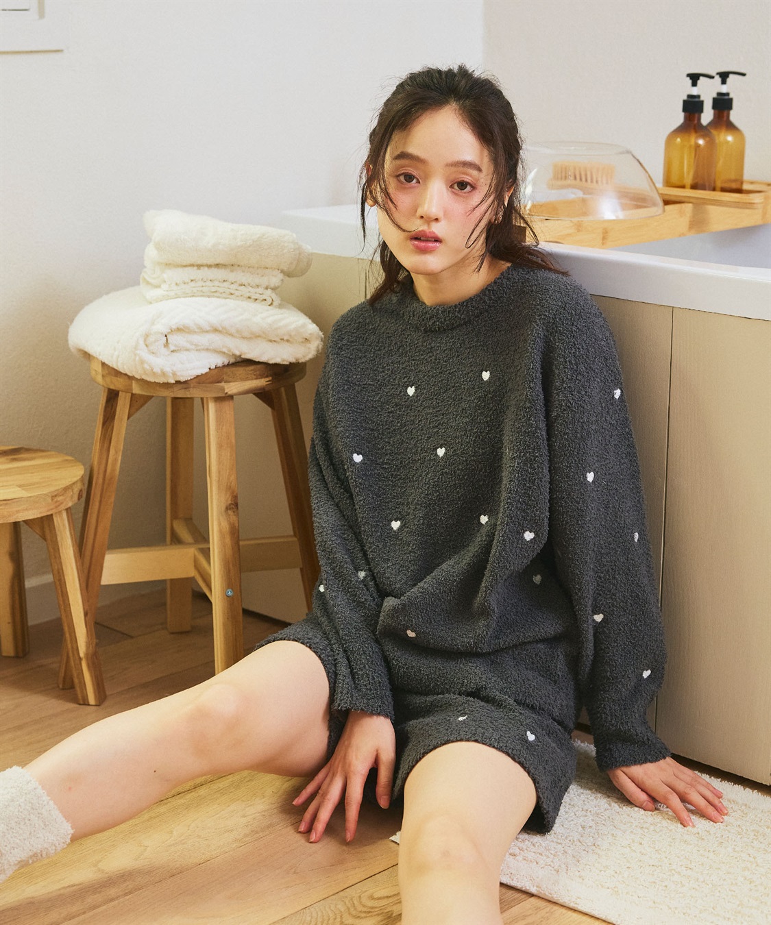 LAFUKU 【LAFUKU/ラフク】もちふわマシュマロニットハートドット刺繍トップス/ルームウェア（上下別売り）_sub_16