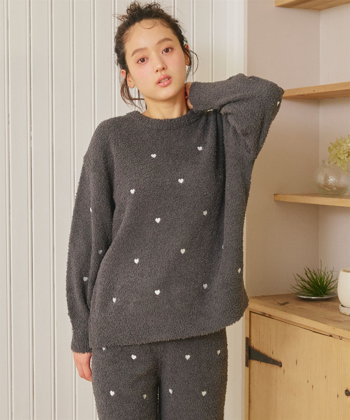 LAFUKU 【LAFUKU/ラフク】もちふわマシュマロニットハートドット刺繍トップス/ルームウェア（上下別売り）_sub_17