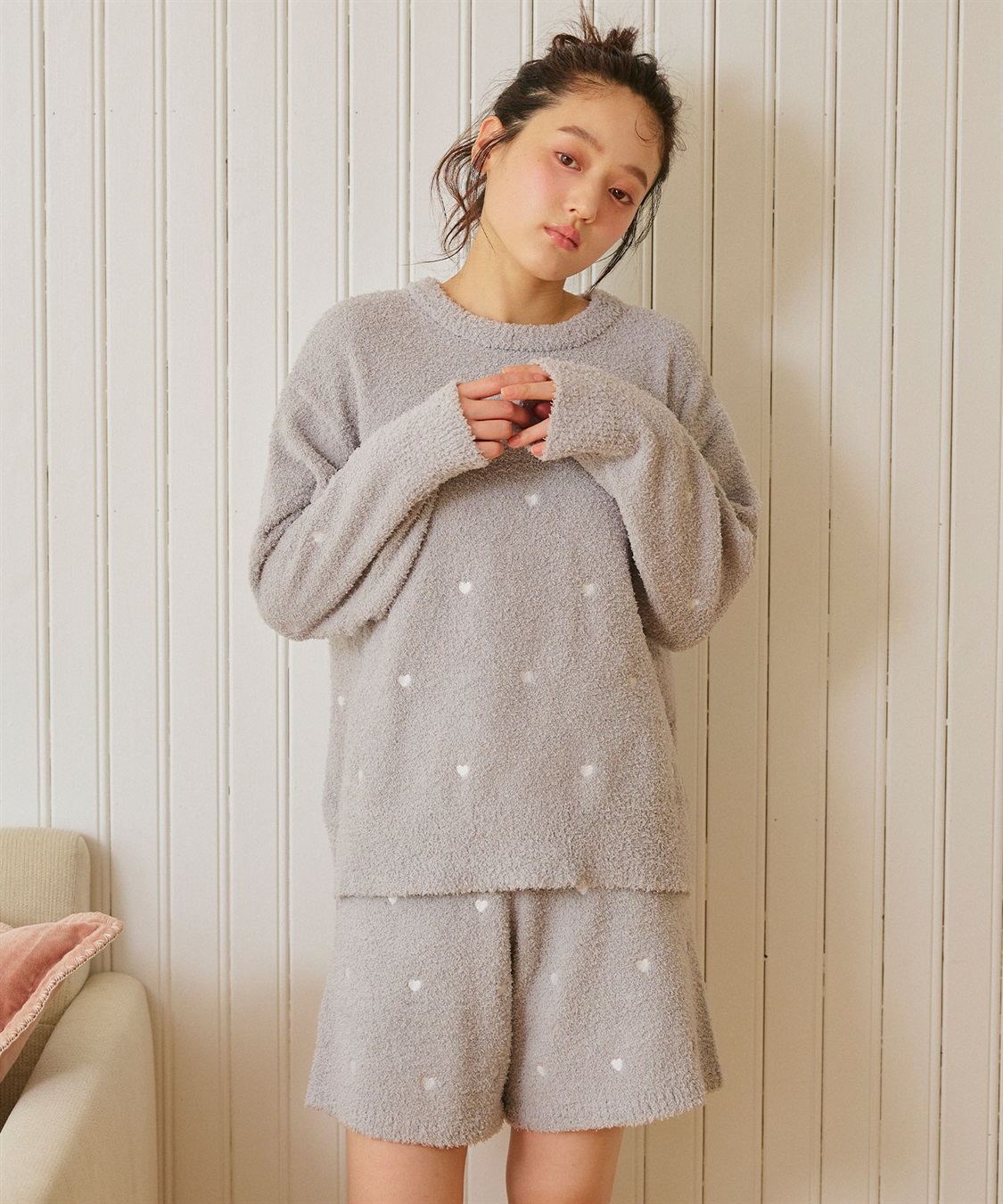 LAFUKU 【LAFUKU/ラフク】もちふわマシュマロニットハートドット刺繍トップス/ルームウェア（上下別売り）_sub_18