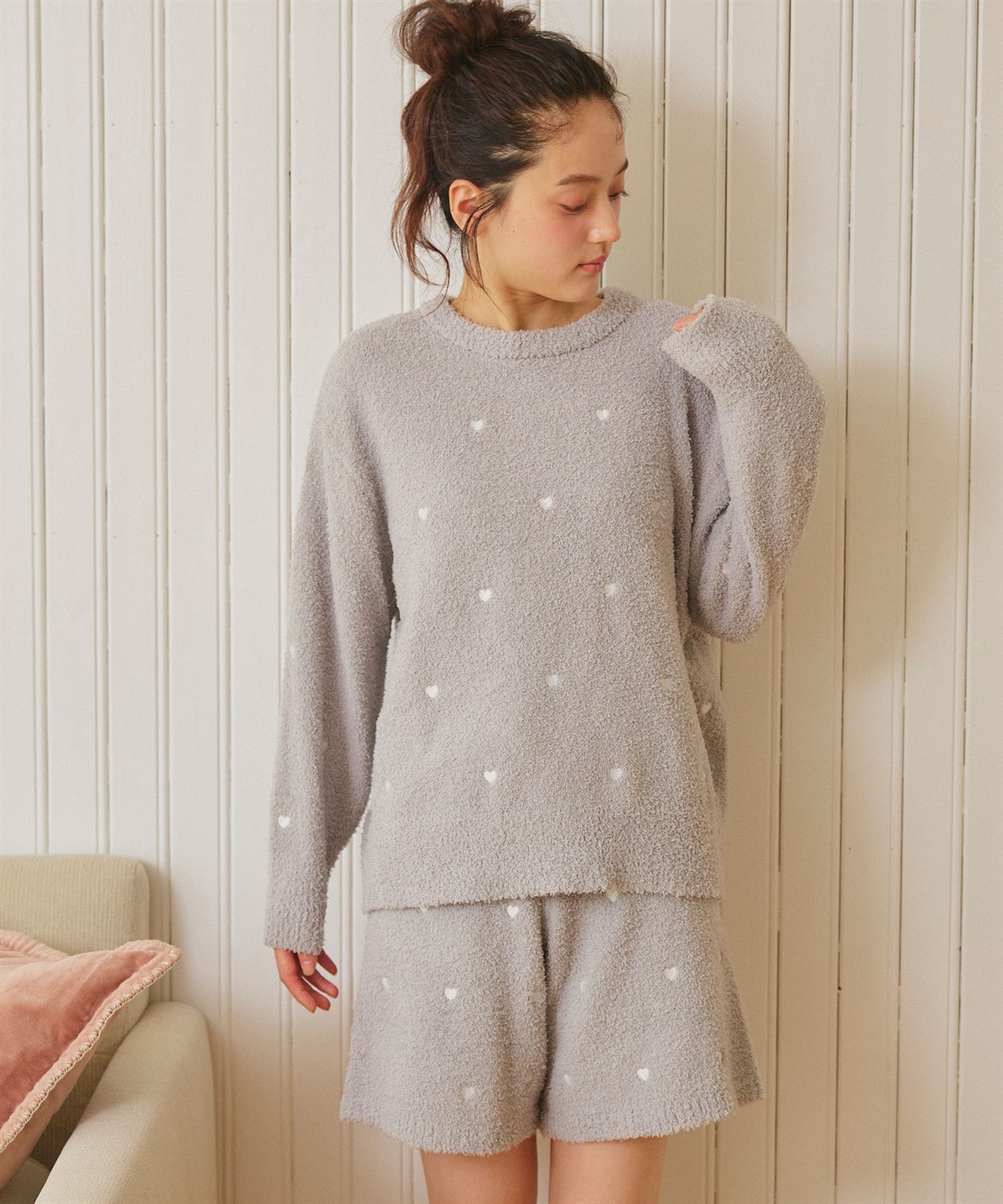 LAFUKU 【LAFUKU/ラフク】もちふわマシュマロニットハートドット刺繍トップス/ルームウェア（上下別売り）_sub_19