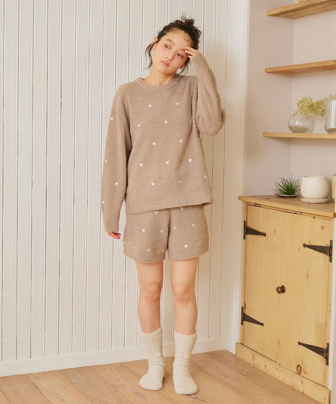 LAFUKU 【LAFUKU/ラフク】もちふわマシュマロニットハートドット刺繍ショートパンツ/ルームウェア（上下別売り）_sub_13