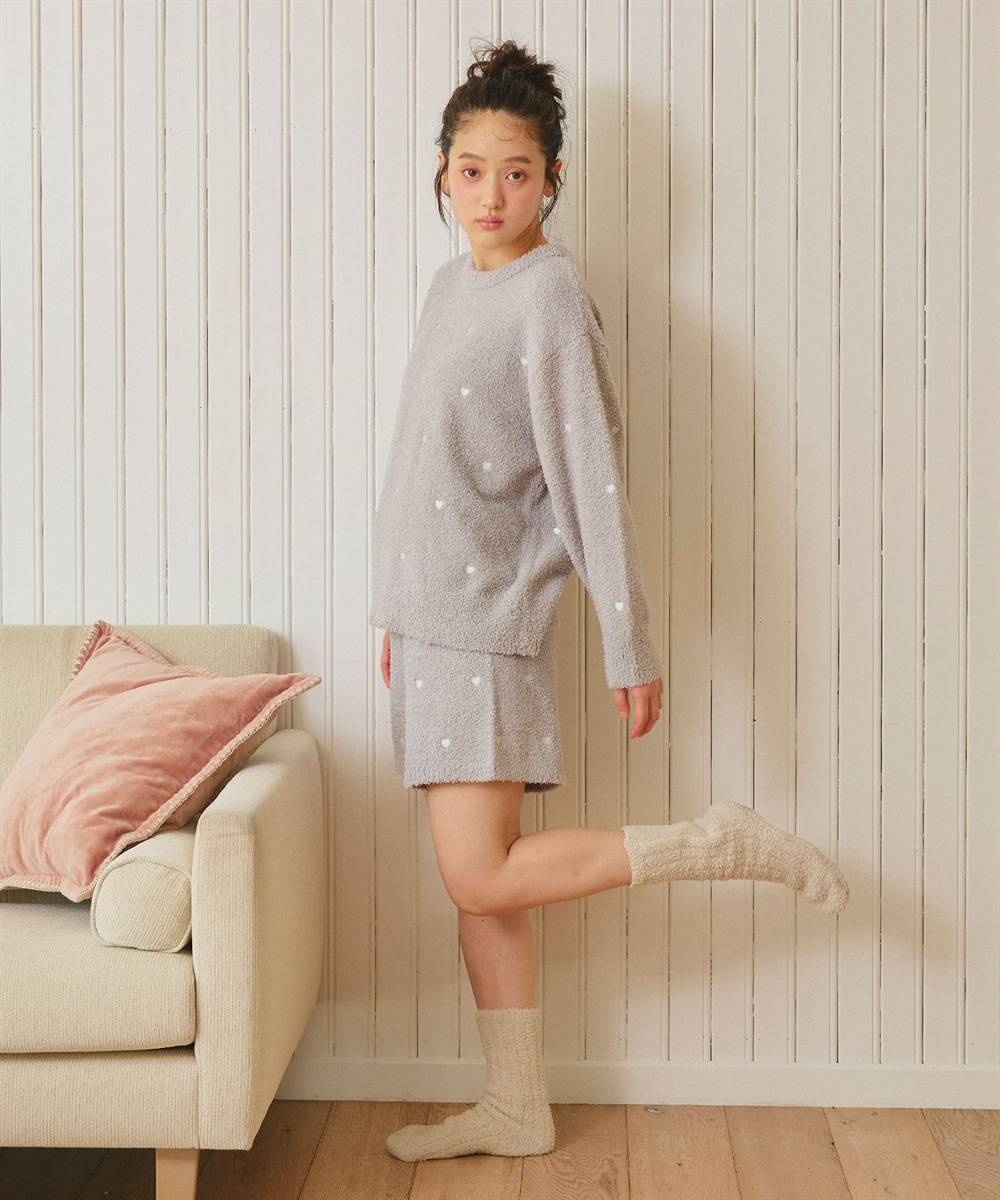 LAFUKU 【LAFUKU/ラフク】もちふわマシュマロニットハートドット刺繍ショートパンツ/ルームウェア（上下別売り）_sub_16