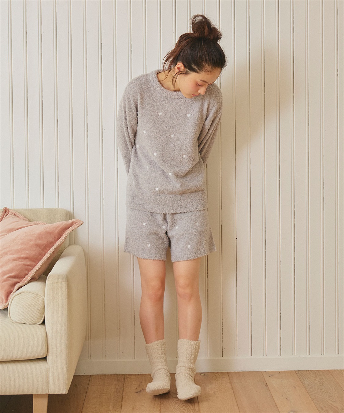 LAFUKU 【LAFUKU/ラフク】もちふわマシュマロニットハートドット刺繍ショートパンツ/ルームウェア（上下別売り）_sub_17