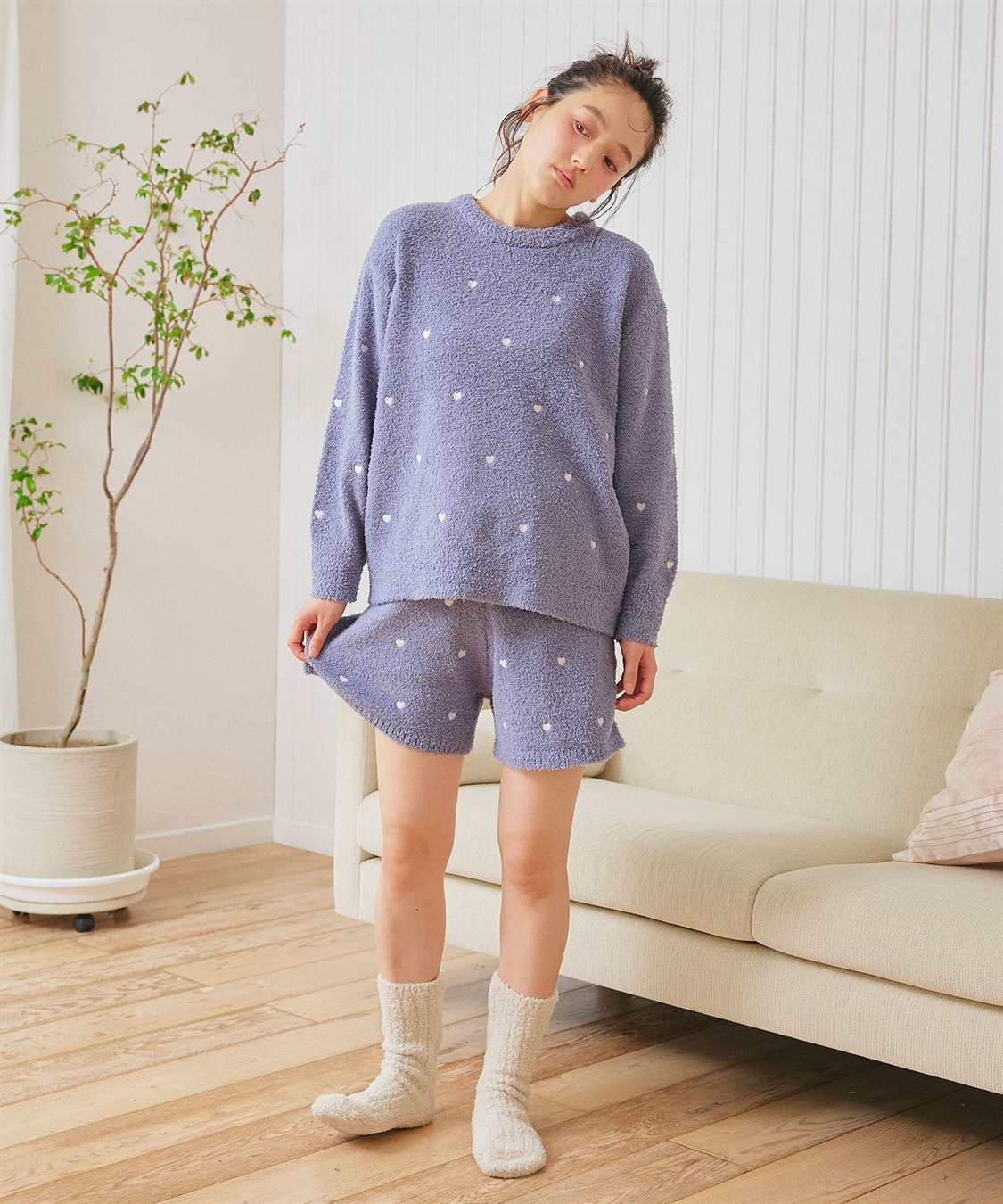 LAFUKU 【LAFUKU/ラフク】もちふわマシュマロニットハートドット刺繍ショートパンツ/ルームウェア（上下別売り）_sub_19