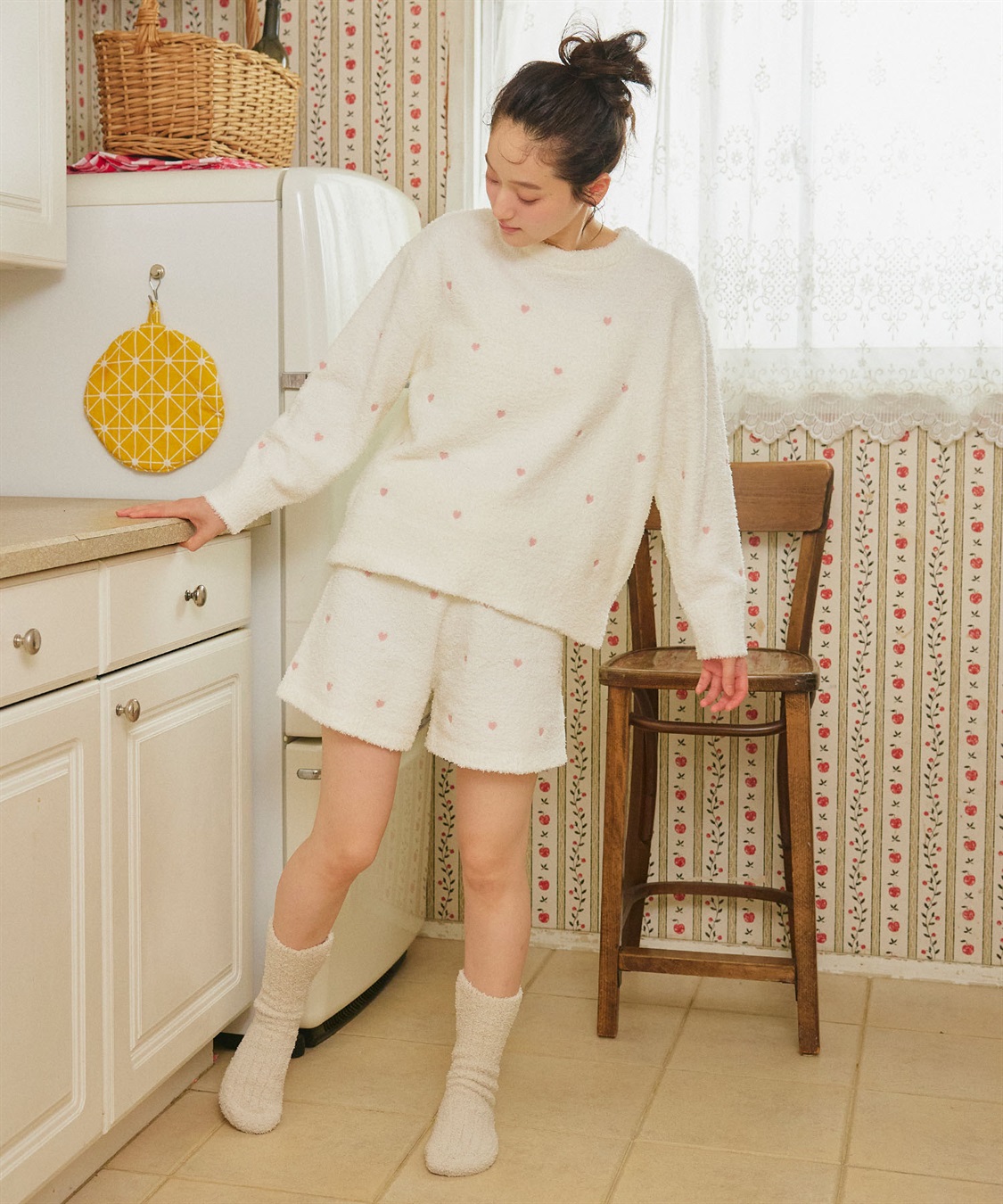 LAFUKU 【LAFUKU/ラフク】もちふわマシュマロニットハートドット刺繍ショートパンツ/ルームウェア（上下別売り）_sub_26
