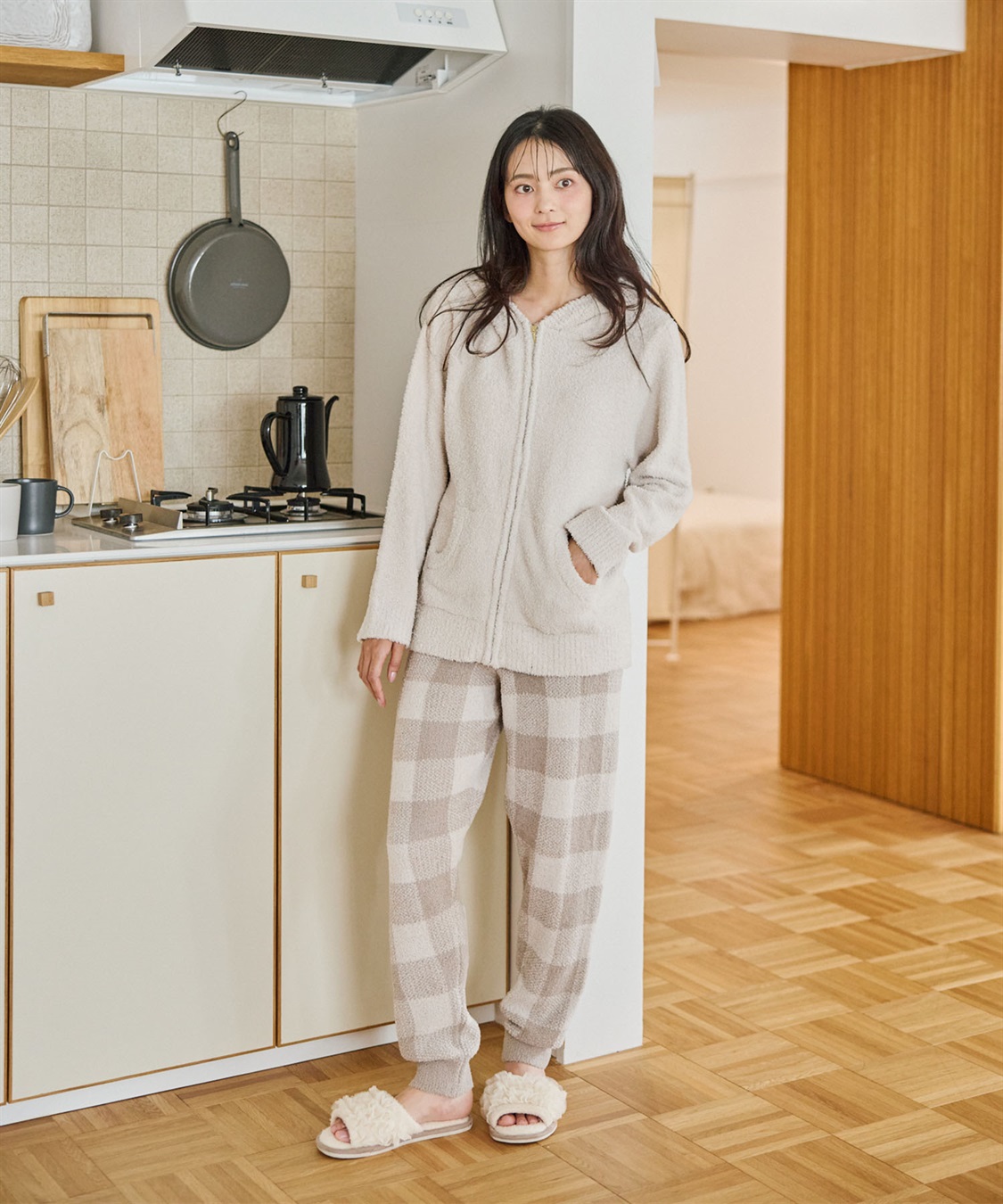 Life Style by cross marche 【LAFUKU/ラフク】もちふわマシュマロニットチェック柄ジョガーパンツ/ルームウェア（上下別売り）_sub_2