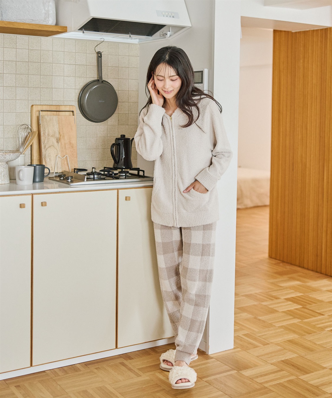Life Style by cross marche 【LAFUKU/ラフク】もちふわマシュマロニットチェック柄ジョガーパンツ/ルームウェア（上下別売り）_sub_4