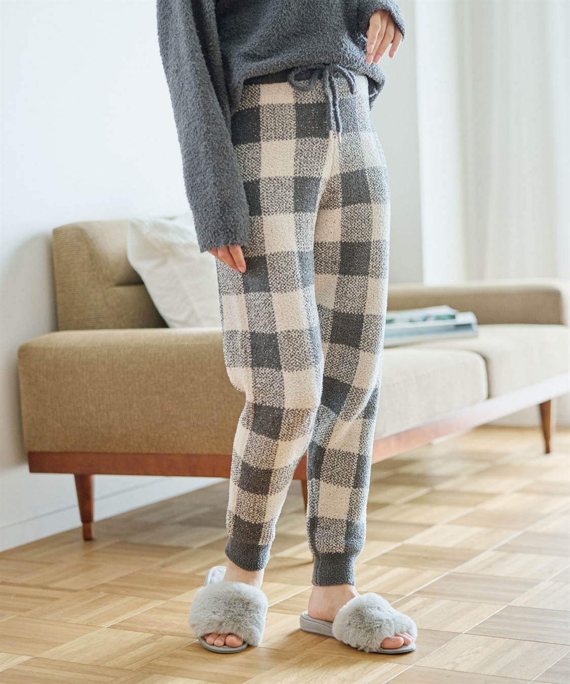 Life Style by cross marche 【LAFUKU/ラフク】もちふわマシュマロニットチェック柄ジョガーパンツ/ルームウェア（上下別売り）_sub_5