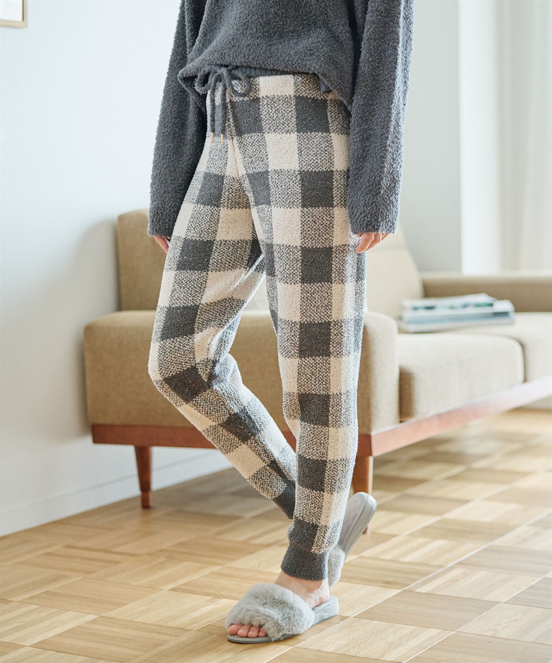 Life Style by cross marche 【LAFUKU/ラフク】もちふわマシュマロニットチェック柄ジョガーパンツ/ルームウェア（上下別売り）_sub_6
