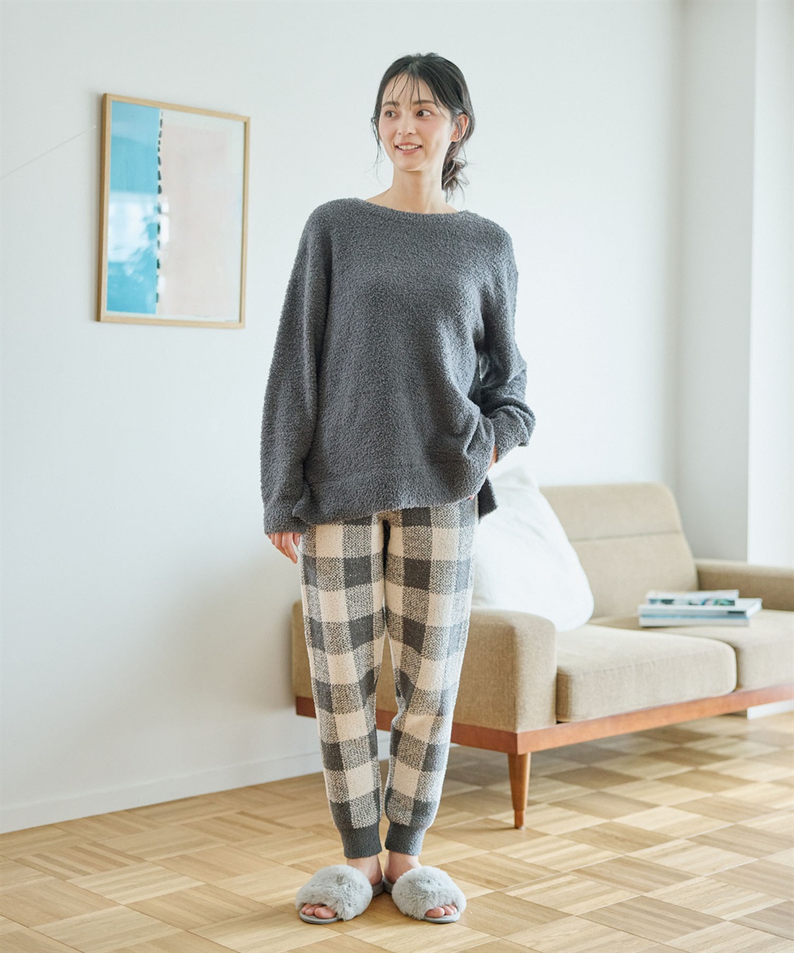 Life Style by cross marche 【LAFUKU/ラフク】もちふわマシュマロニットチェック柄ジョガーパンツ/ルームウェア（上下別売り）_sub_11