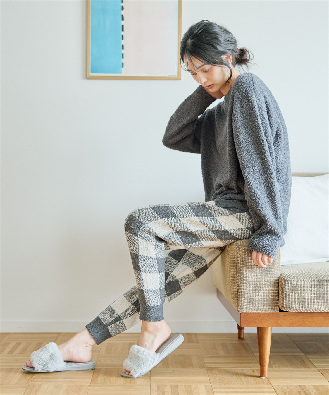 Life Style by cross marche 【LAFUKU/ラフク】もちふわマシュマロニットチェック柄ジョガーパンツ/ルームウェア（上下別売り）_sub_13