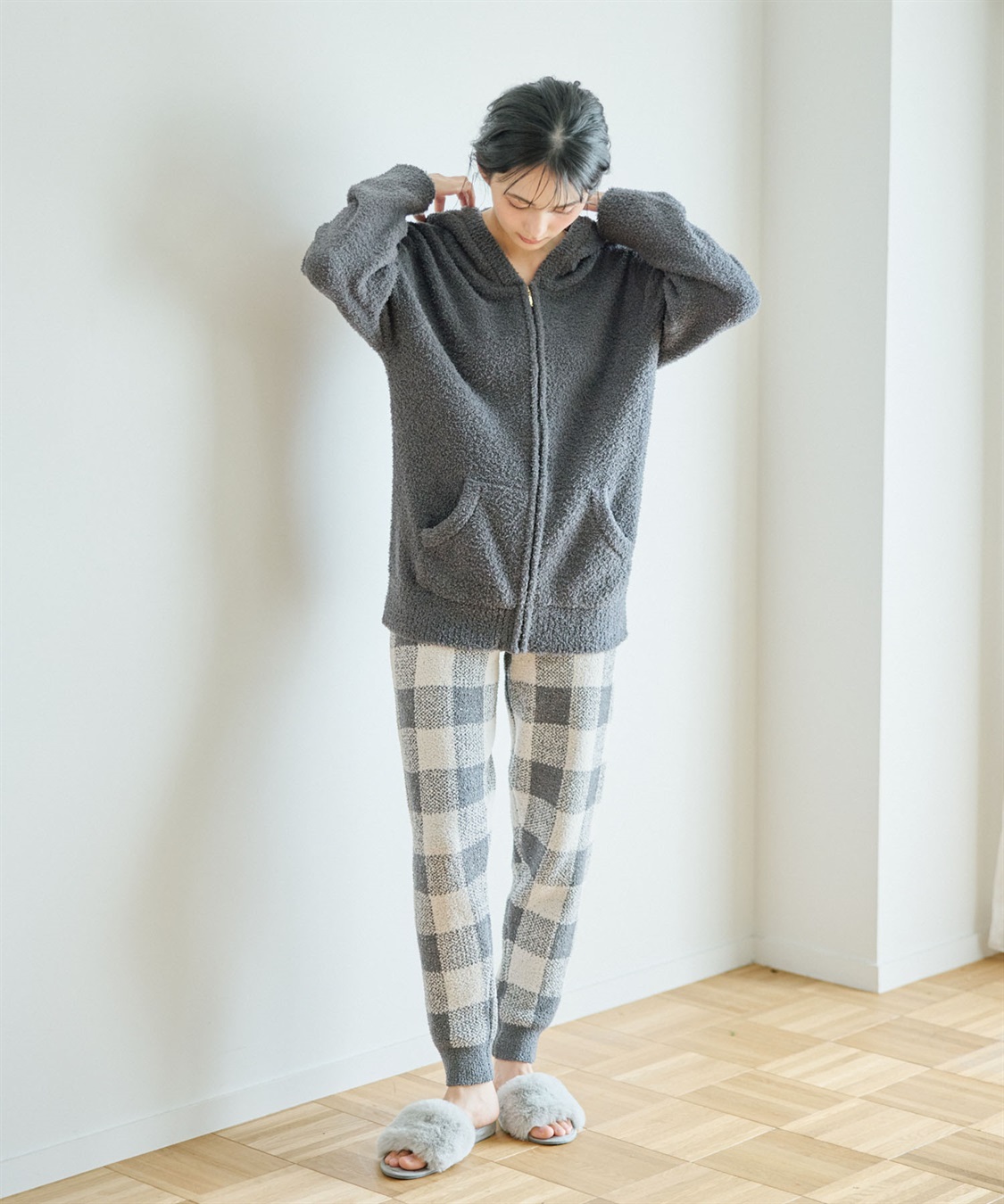 Life Style by cross marche 【LAFUKU/ラフク】もちふわマシュマロニットチェック柄ジョガーパンツ/ルームウェア（上下別売り）_sub_16