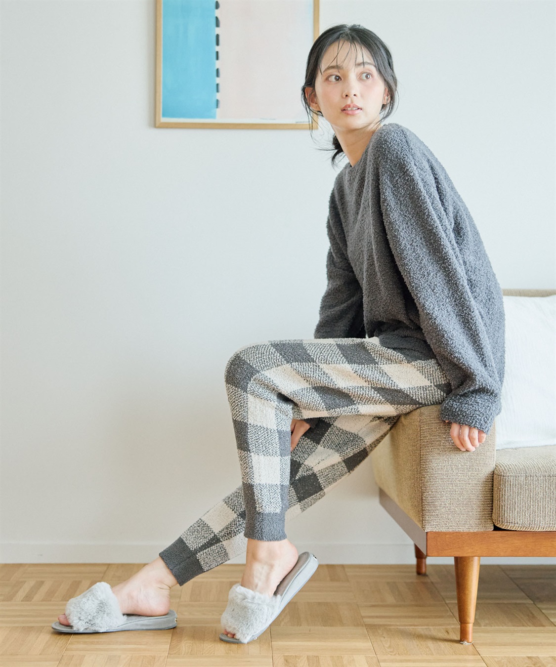 Life Style by cross marche 【LAFUKU/ラフク】もちふわマシュマロニットチェック柄ジョガーパンツ/ルームウェア（上下別売り）_sub_20
