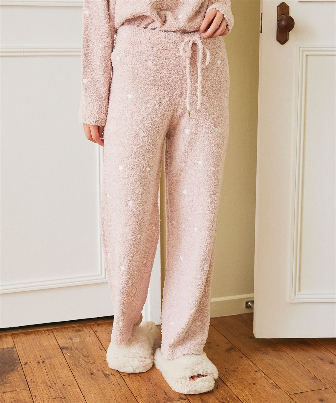 Life Style by cross marche 【LAFUKU/ラフク】もちふわマシュマロニットハートドット刺繍ロングパンツ/ルームウェア（上下別売り）_sub_1