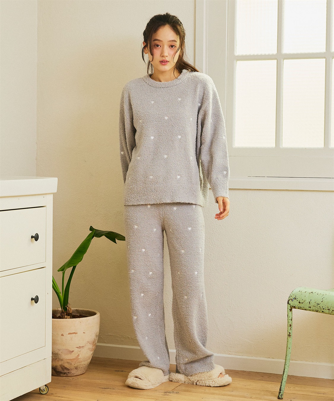 Life Style by cross marche 【LAFUKU/ラフク】もちふわマシュマロニットハートドット刺繍ロングパンツ/ルームウェア（上下別売り）_sub_2
