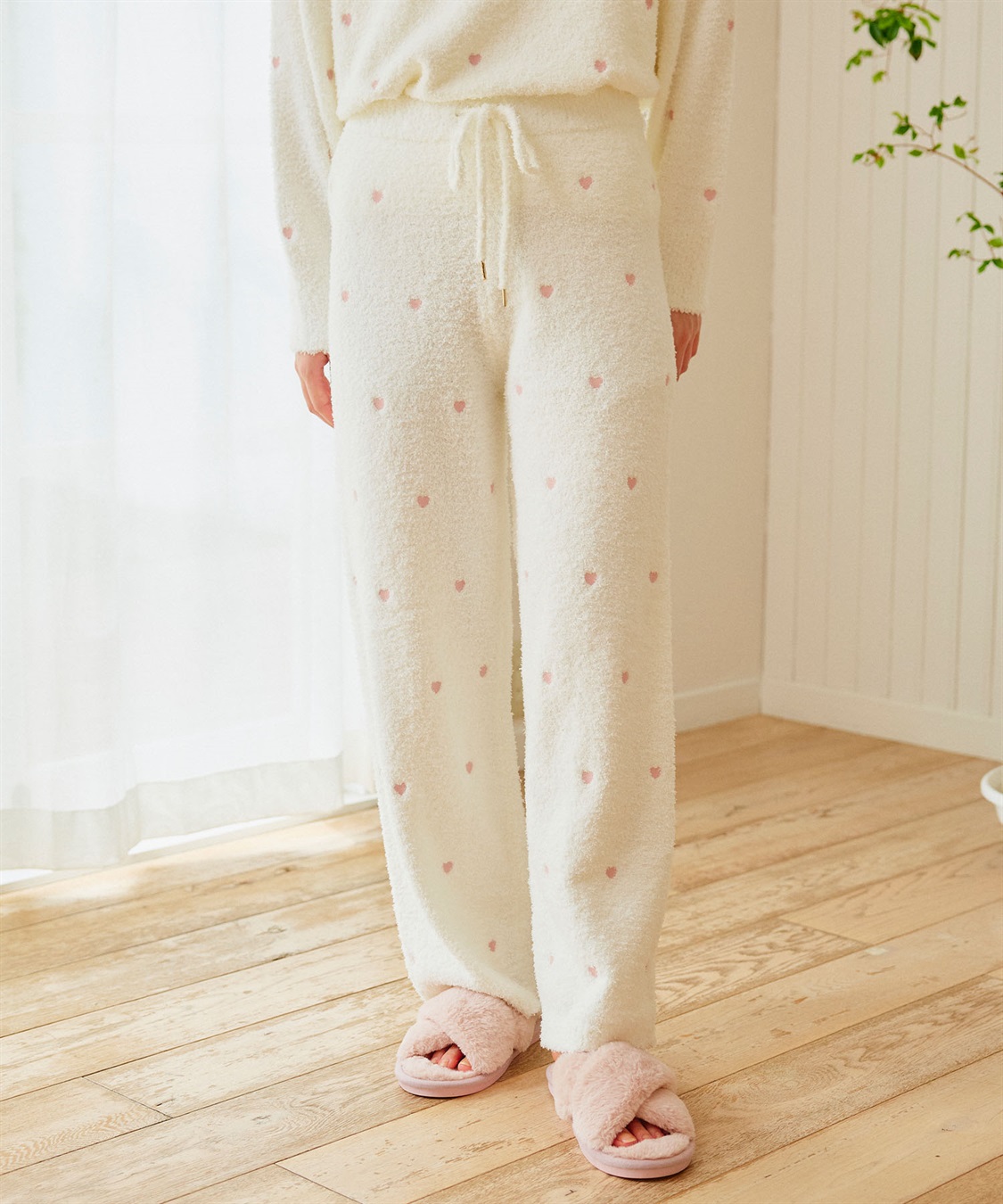 Life Style by cross marche 【LAFUKU/ラフク】もちふわマシュマロニットハートドット刺繍ロングパンツ/ルームウェア（上下別売り）_sub_6