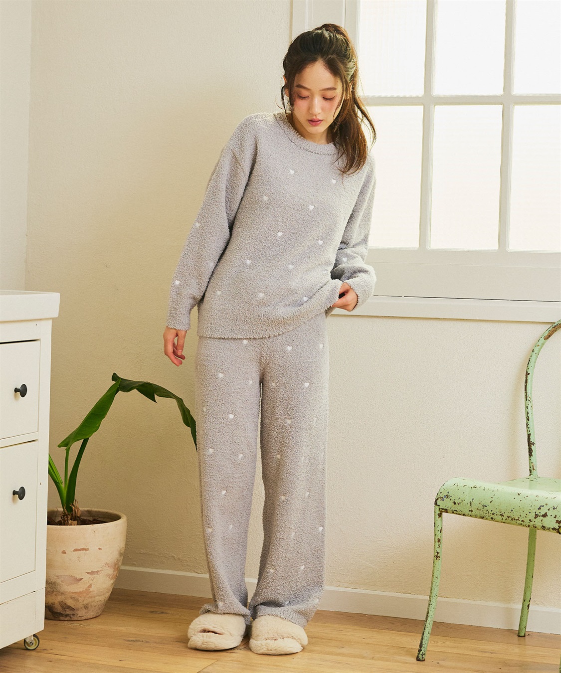 Life Style by cross marche 【LAFUKU/ラフク】もちふわマシュマロニットハートドット刺繍ロングパンツ/ルームウェア（上下別売り）_sub_15