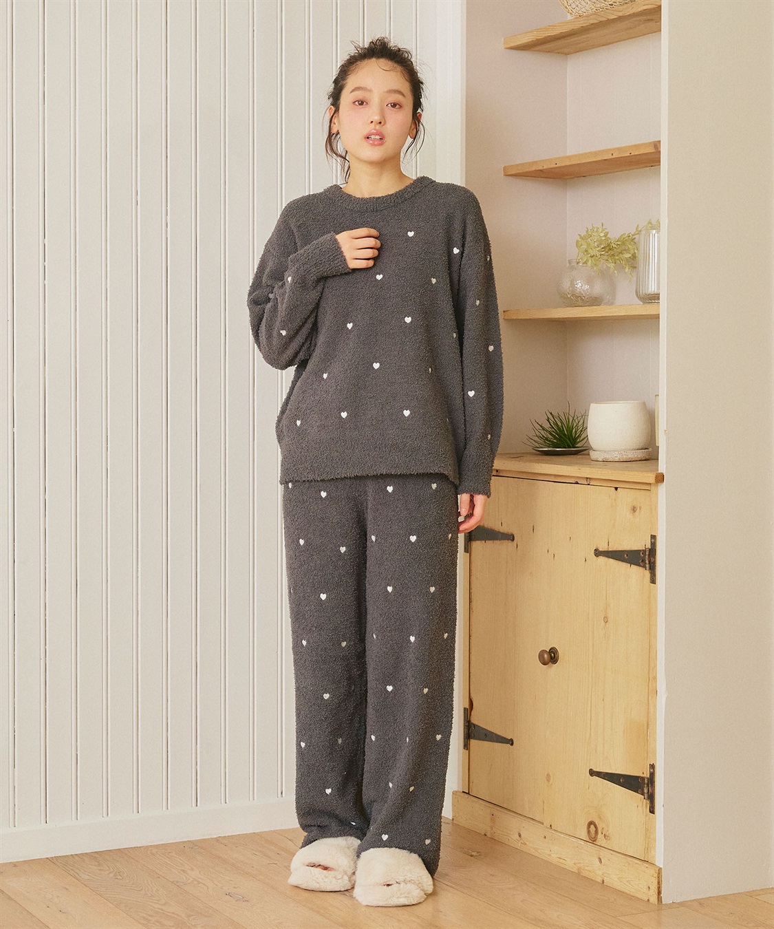 Life Style by cross marche 【LAFUKU/ラフク】もちふわマシュマロニットハートドット刺繍ロングパンツ/ルームウェア（上下別売り）_sub_19