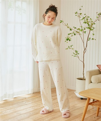 LAFUKU 【LAFUKU/ラフク】もちふわマシュマロニットハートドット刺繍ロングパンツ/ルームウェア（上下別売り）_subthumb_22