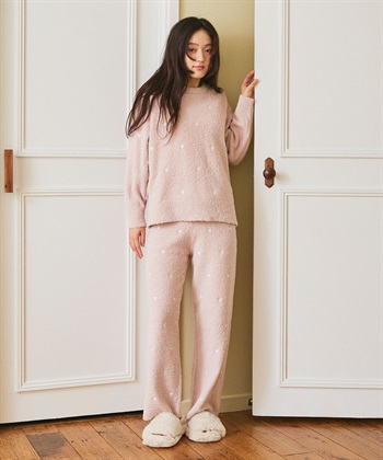 LAFUKU 【LAFUKU/ラフク】もちふわマシュマロニットハートドット刺繍ロングパンツ/ルームウェア（上下別売り）_subthumb_27